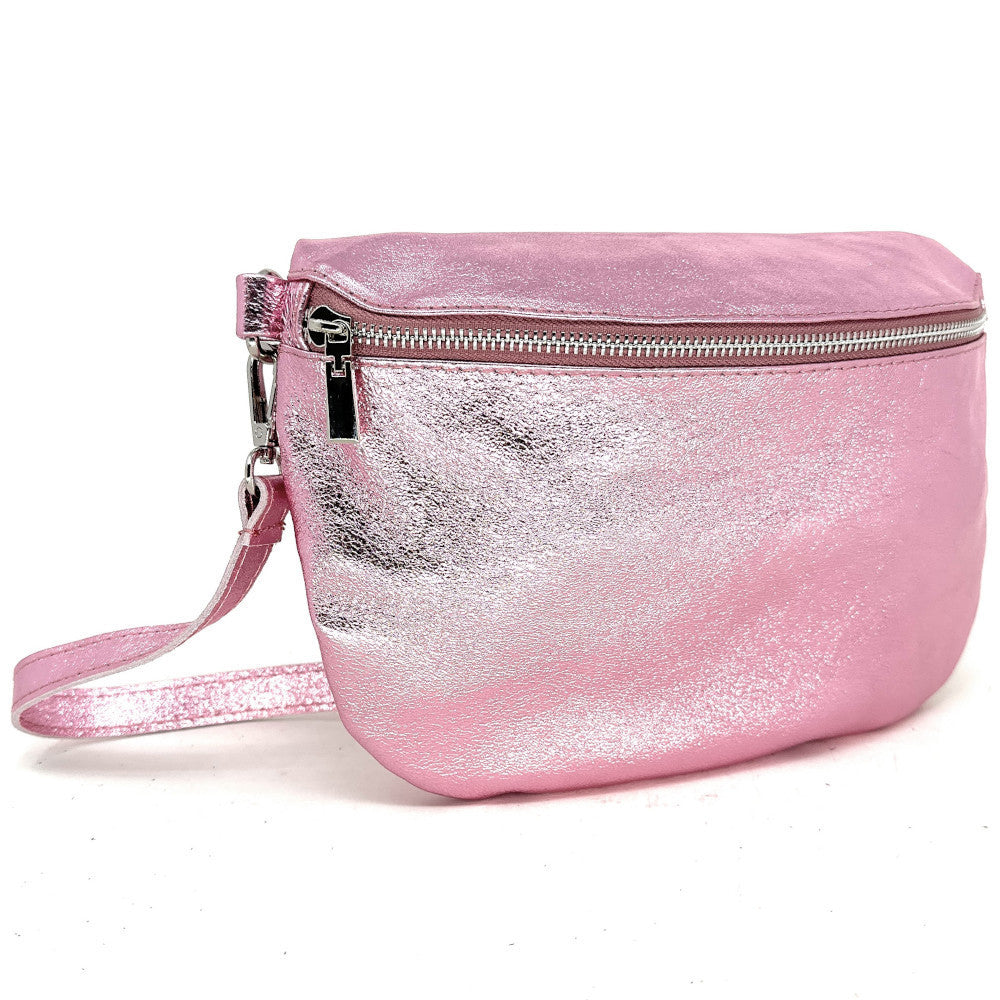 Sac banane en cuir irisé LOUNA PINK EDITION Rose pâle irisé