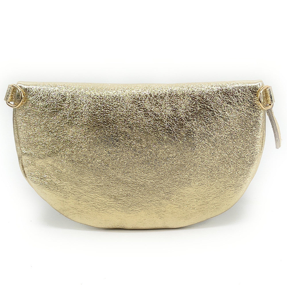 Sac banane en cuir irisé LOUNA Or pâle