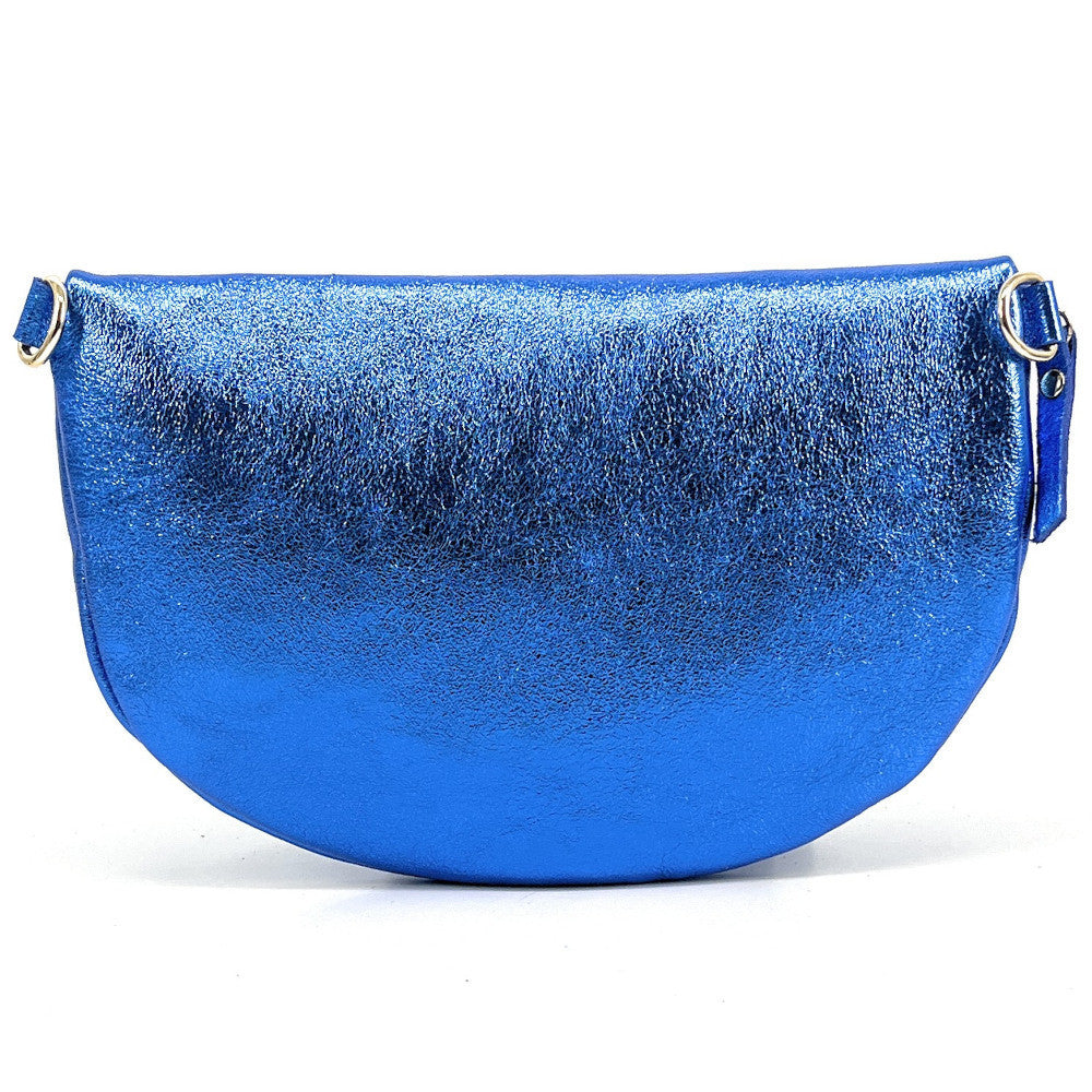 Sac banane en cuir irisé LOUNA Bleu roi irisé