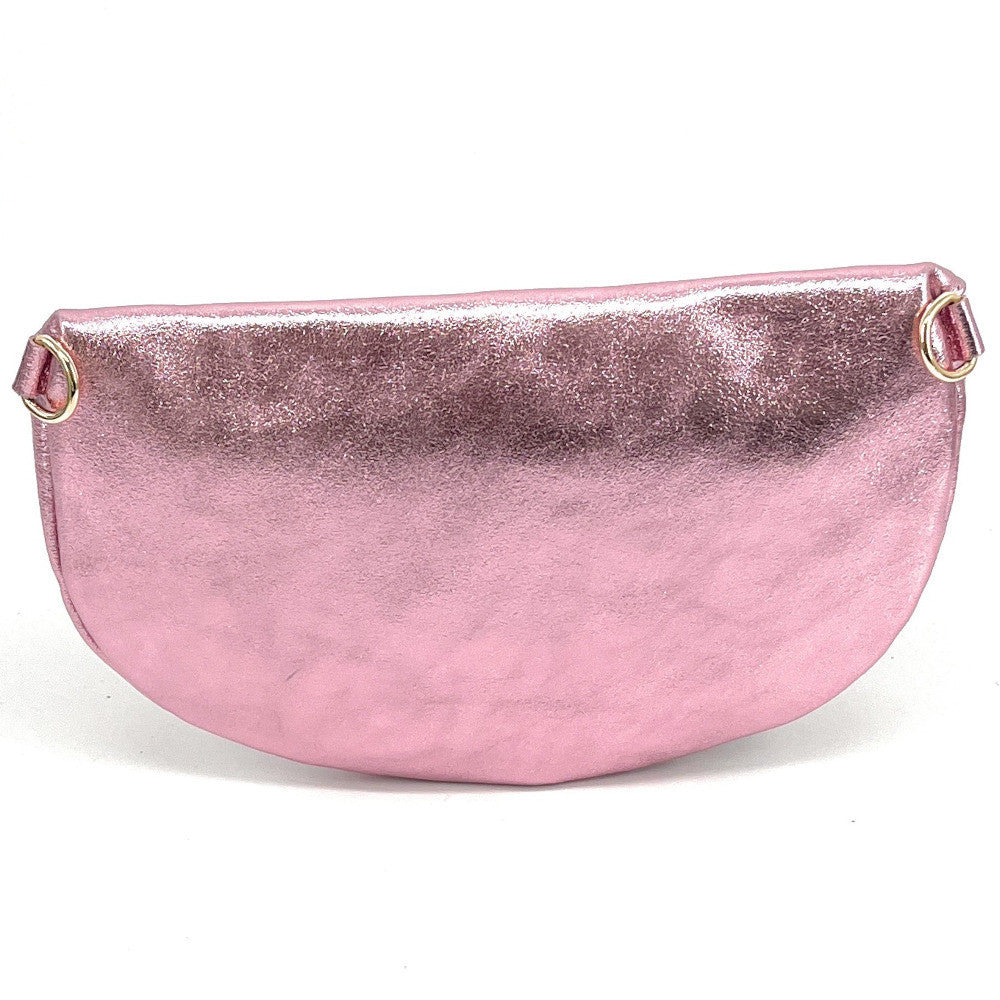 Sac banane en cuir irisé LOUNA Rose pâle irisé