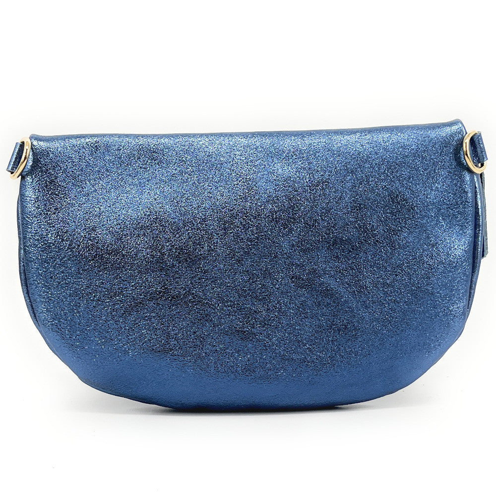 Sac banane en cuir irisé LOUNA Bleu céleste
