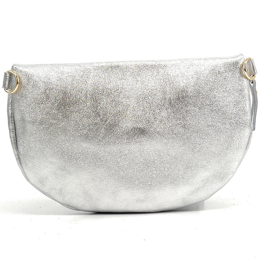 Sac banane en cuir irisé LOUNA Argent clair