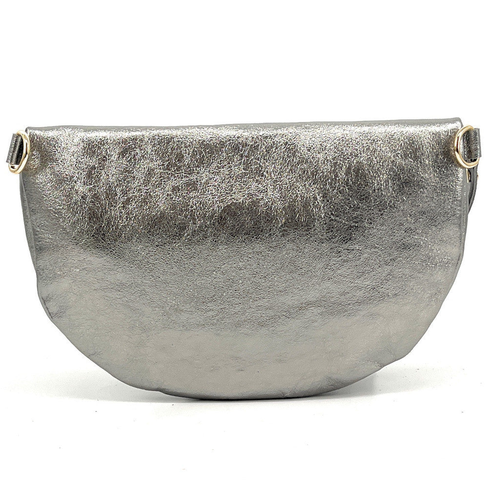 Sac banane en cuir irisé LOUNA Argent moyen
