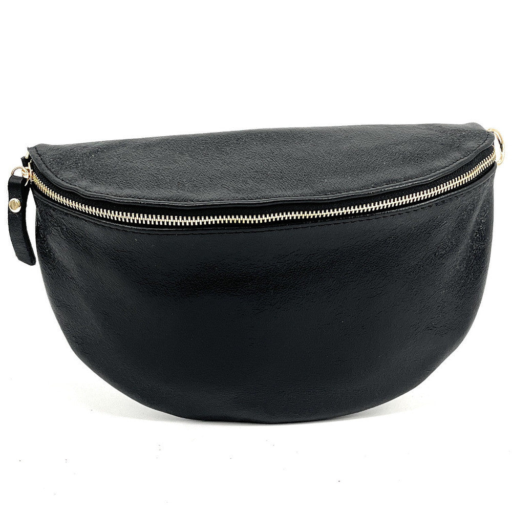 Sac banane en cuir irisé LOUNA Noir irisé