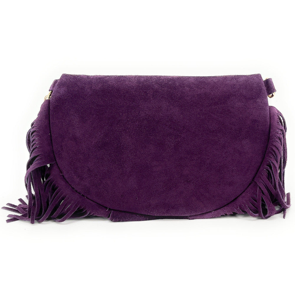 Sac banane en croûte de cuir à franges LOU RODEO Violet