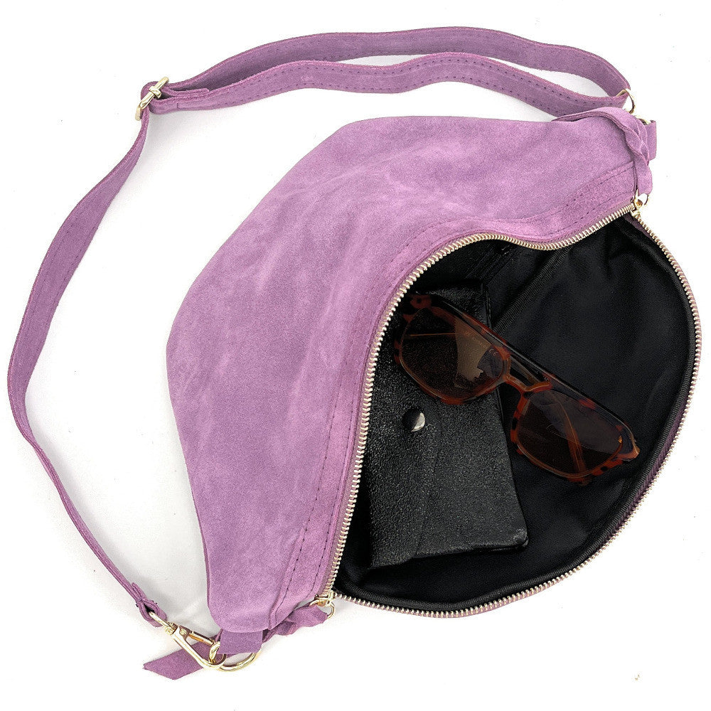 Sac banane en croûte de cuir LILOU SUEDE Violine