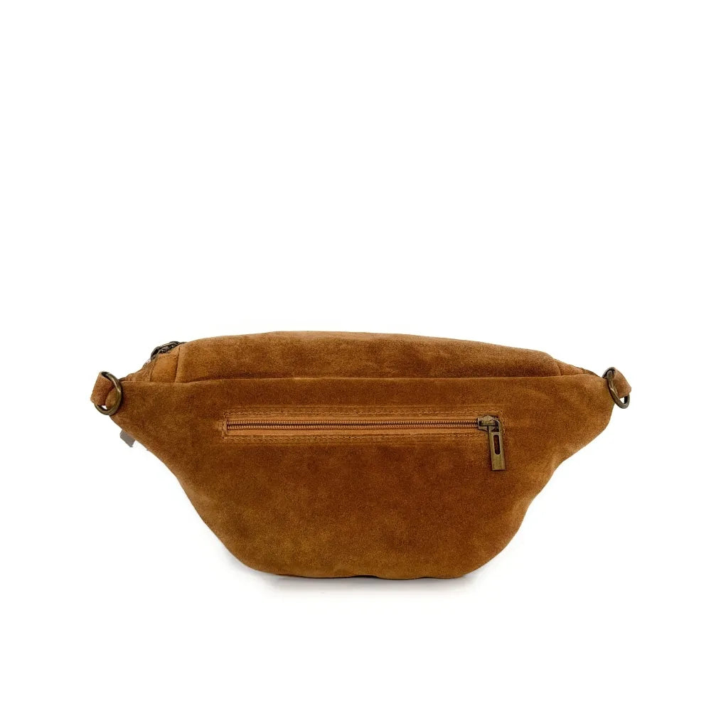 Sac banane en croûte de cuir LILOU SUEDE Camel