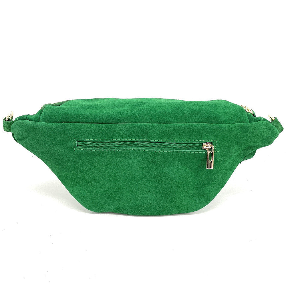 Sac banane en croûte de cuir LILOU SUEDE Vert anglais