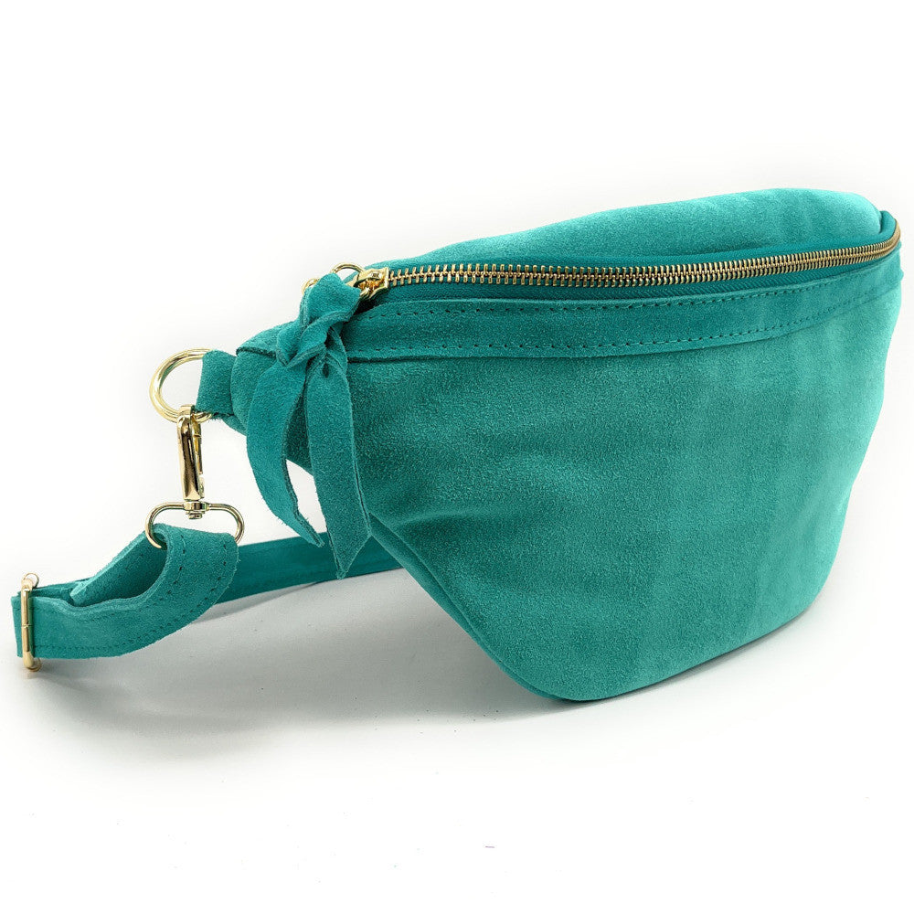Sac banane en croûte de cuir LILOU SUEDE Lagon