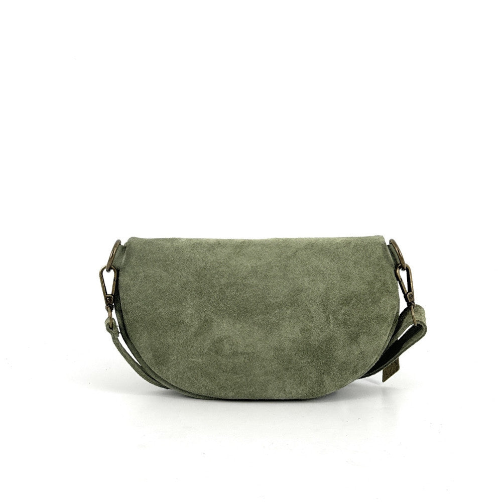 Sac banane en croûte de cuir LOU SUE Vert amande