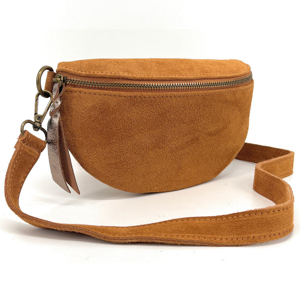 Sac banane en croûte de cuir LOU SUE Camel