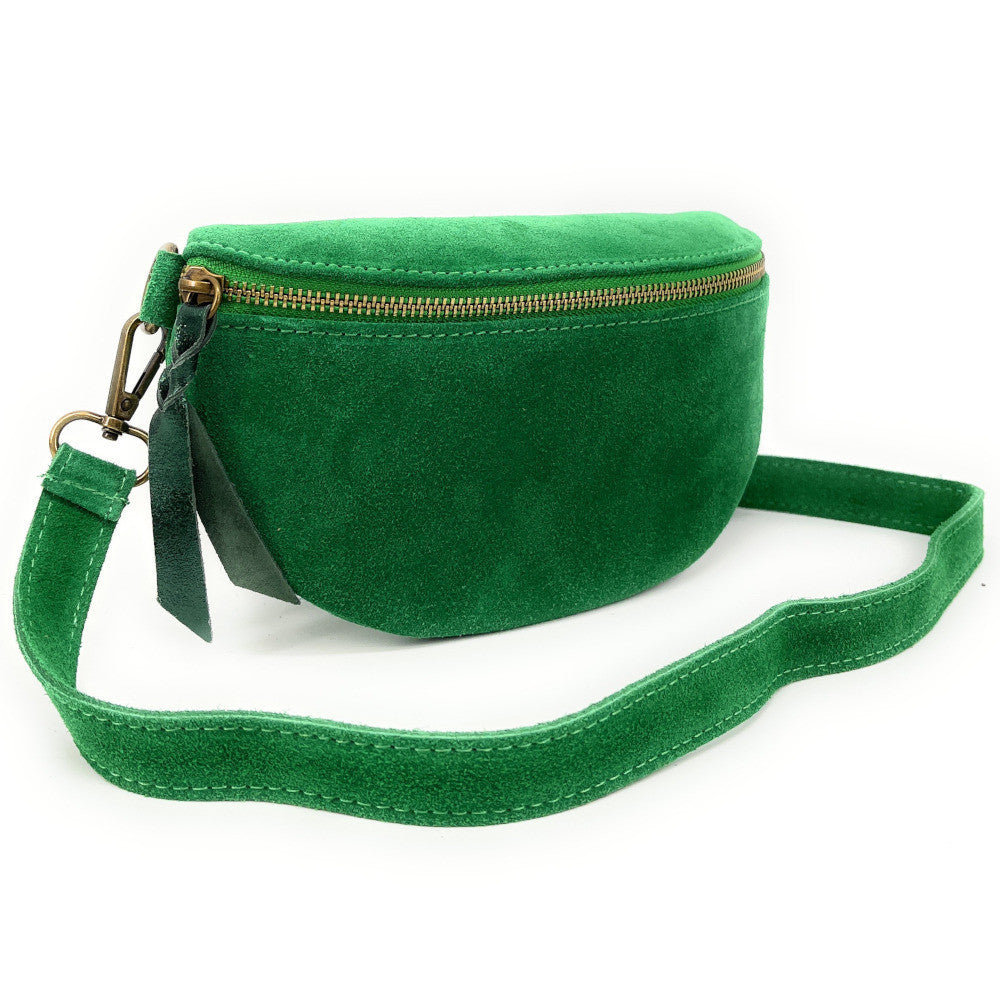 Sac banane en croûte de cuir LOU SUE Vert anglais