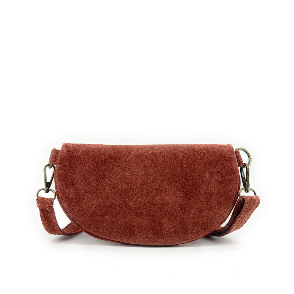 Sac banane en croûte de cuir LOU SUE Rouge brique