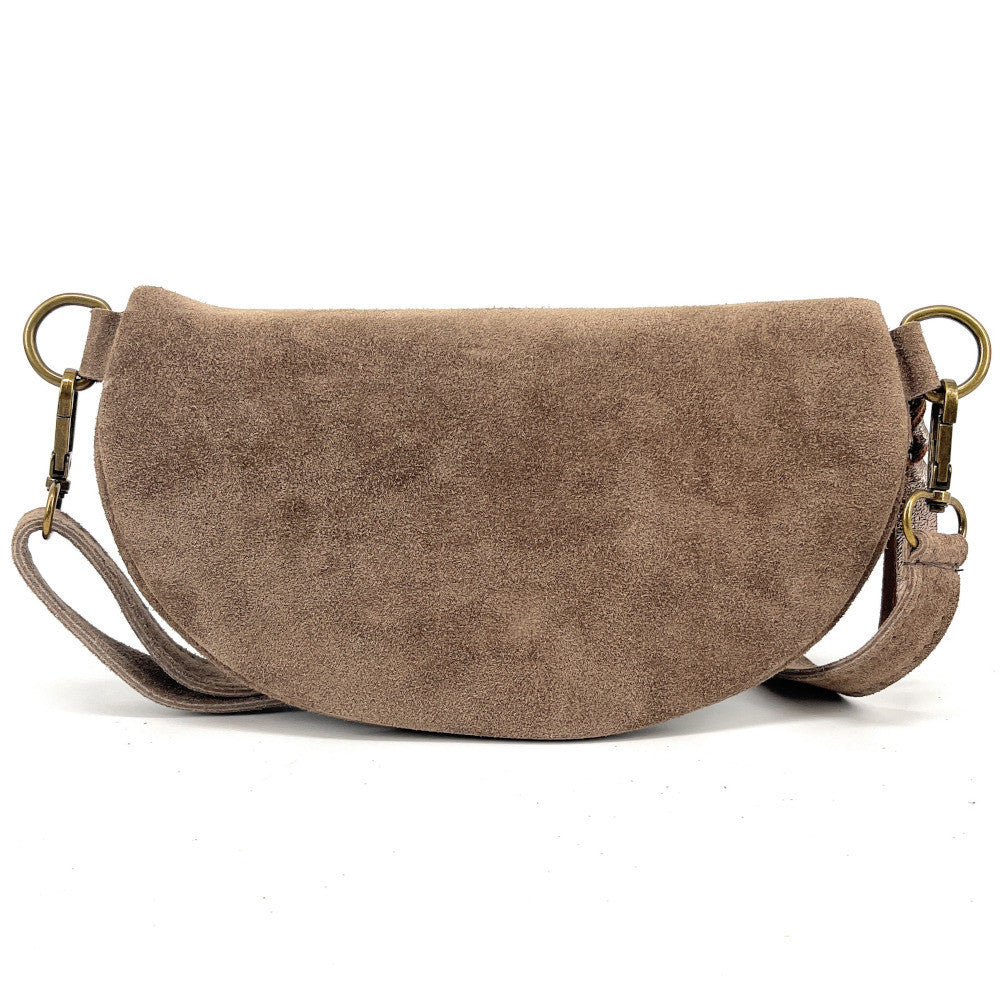 Sac banane en croûte de cuir LOU SUE Taupe