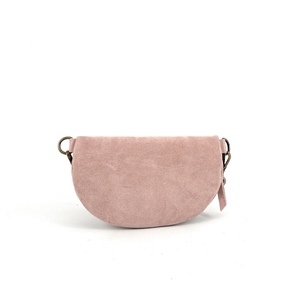 Sac banane en croûte de cuir LOU SUE Rose nude