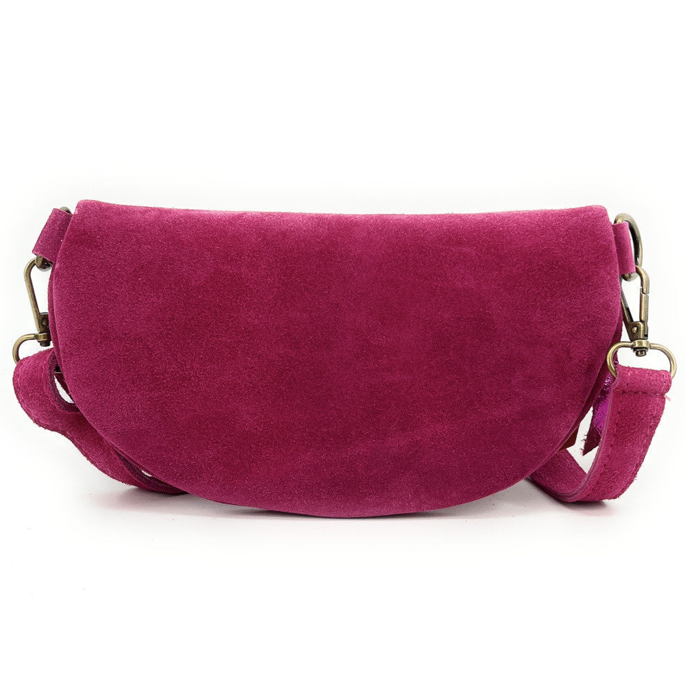 Sac banane en croûte de cuir LOU SUE Rose fuchsia