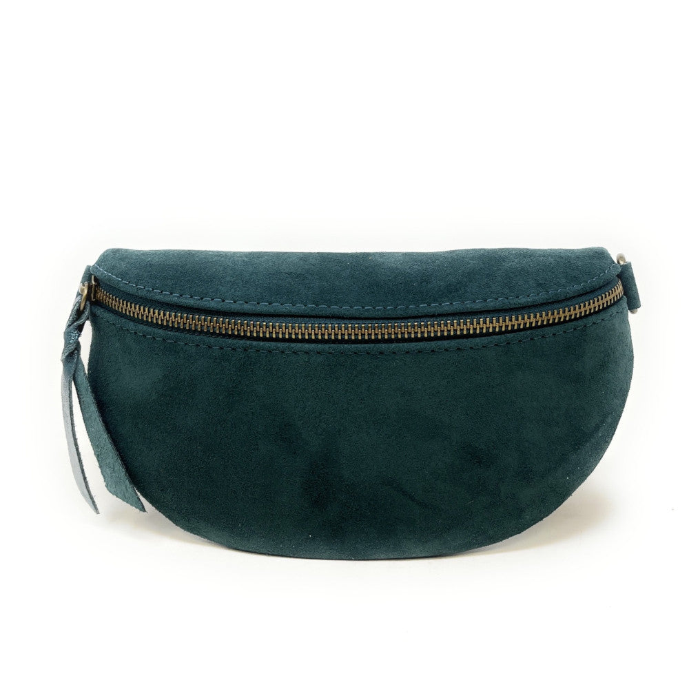 Sac banane en croûte de cuir LOU SUE Vert forêt