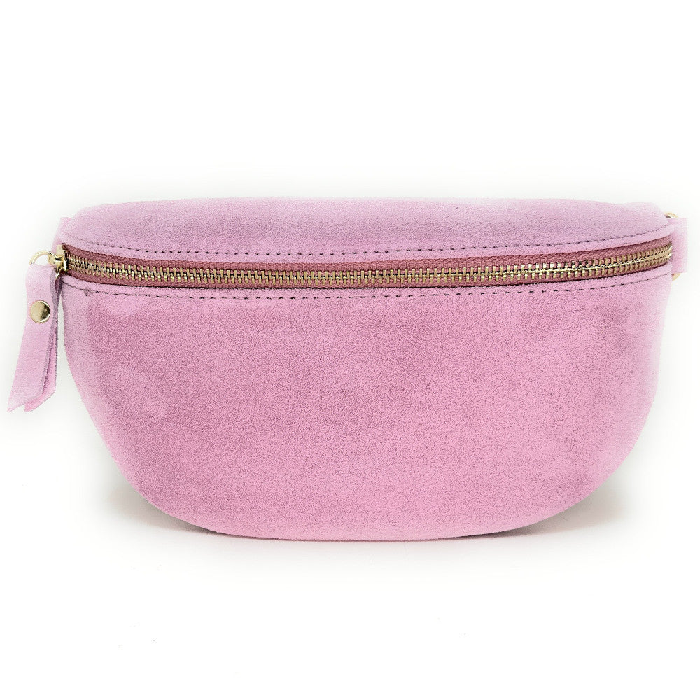 Sac banane en croûte de cuir LOU SUE Rose bonbon