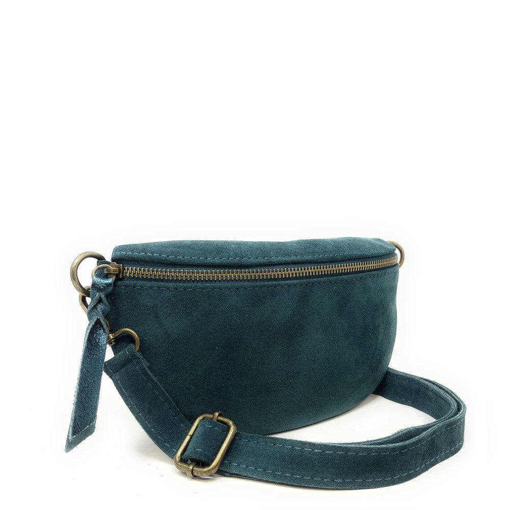 Sac banane en croûte de cuir LOU SUE Vert forêt