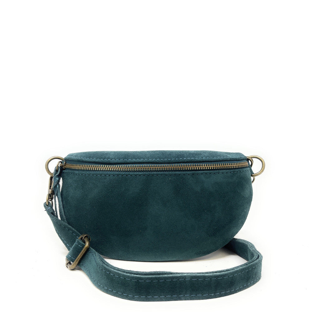 Sac banane en croûte de cuir LOU SUE Vert forêt