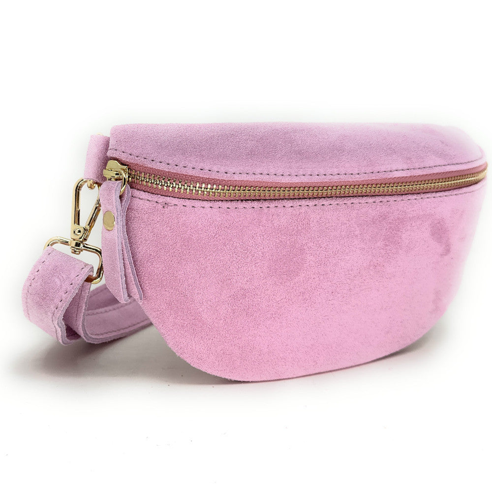 Sac banane en croûte de cuir LOU SUE Rose bonbon