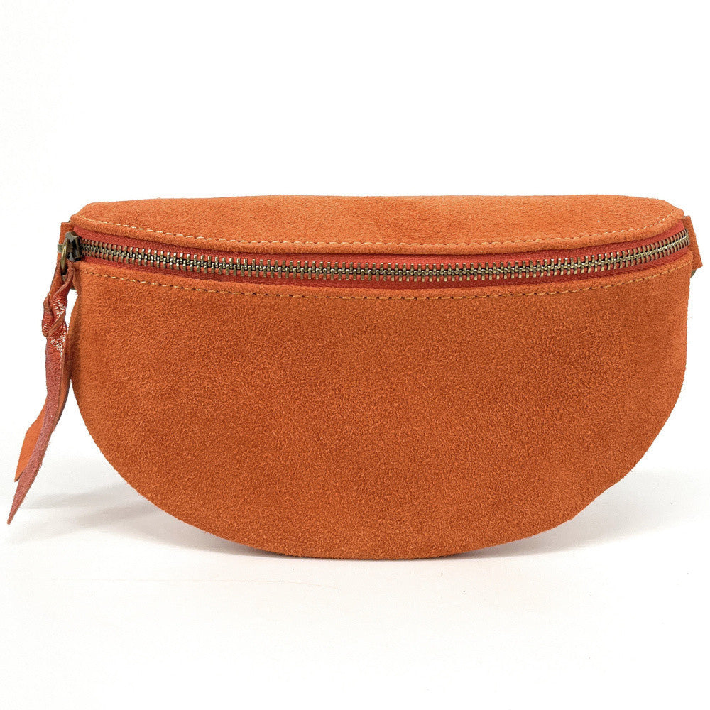 Sac banane en croûte de cuir LOU SUE Orange
