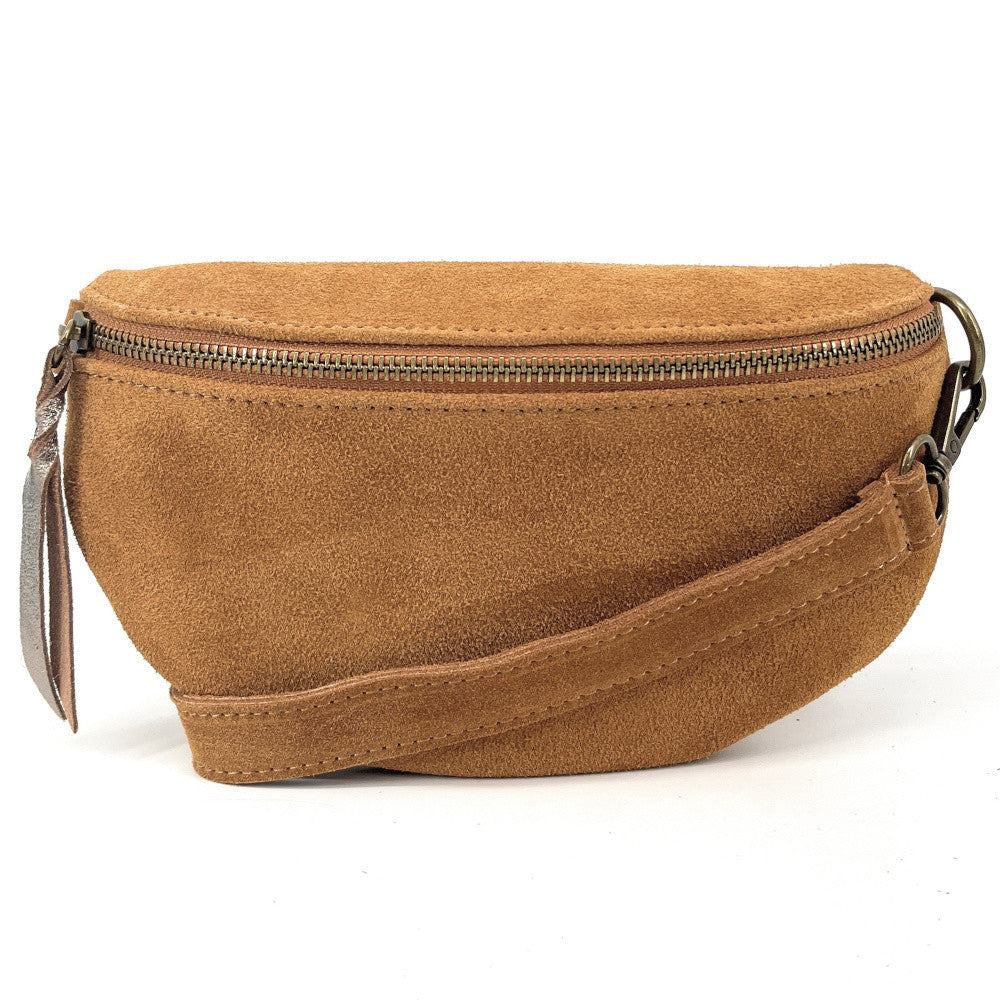 Sac banane en croûte de cuir LOU SUE Camel