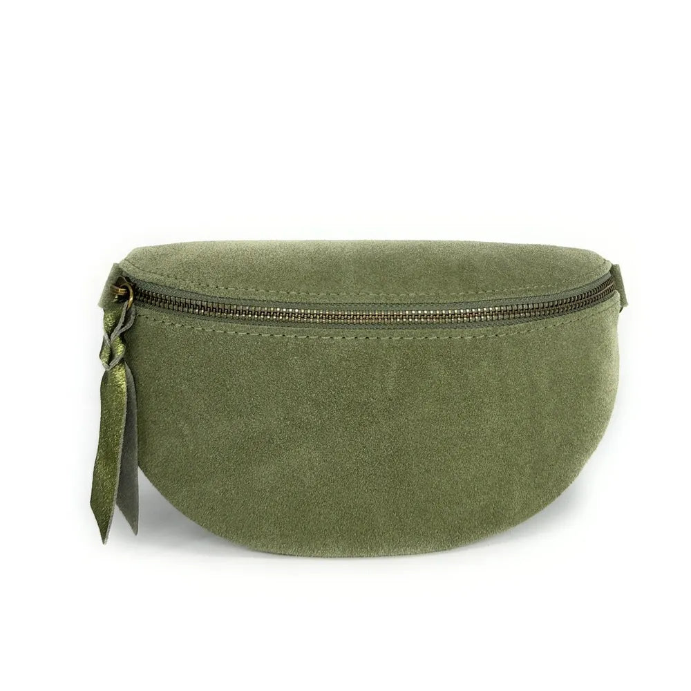 Sac banane en croûte de cuir LOU SUE Vert pastel