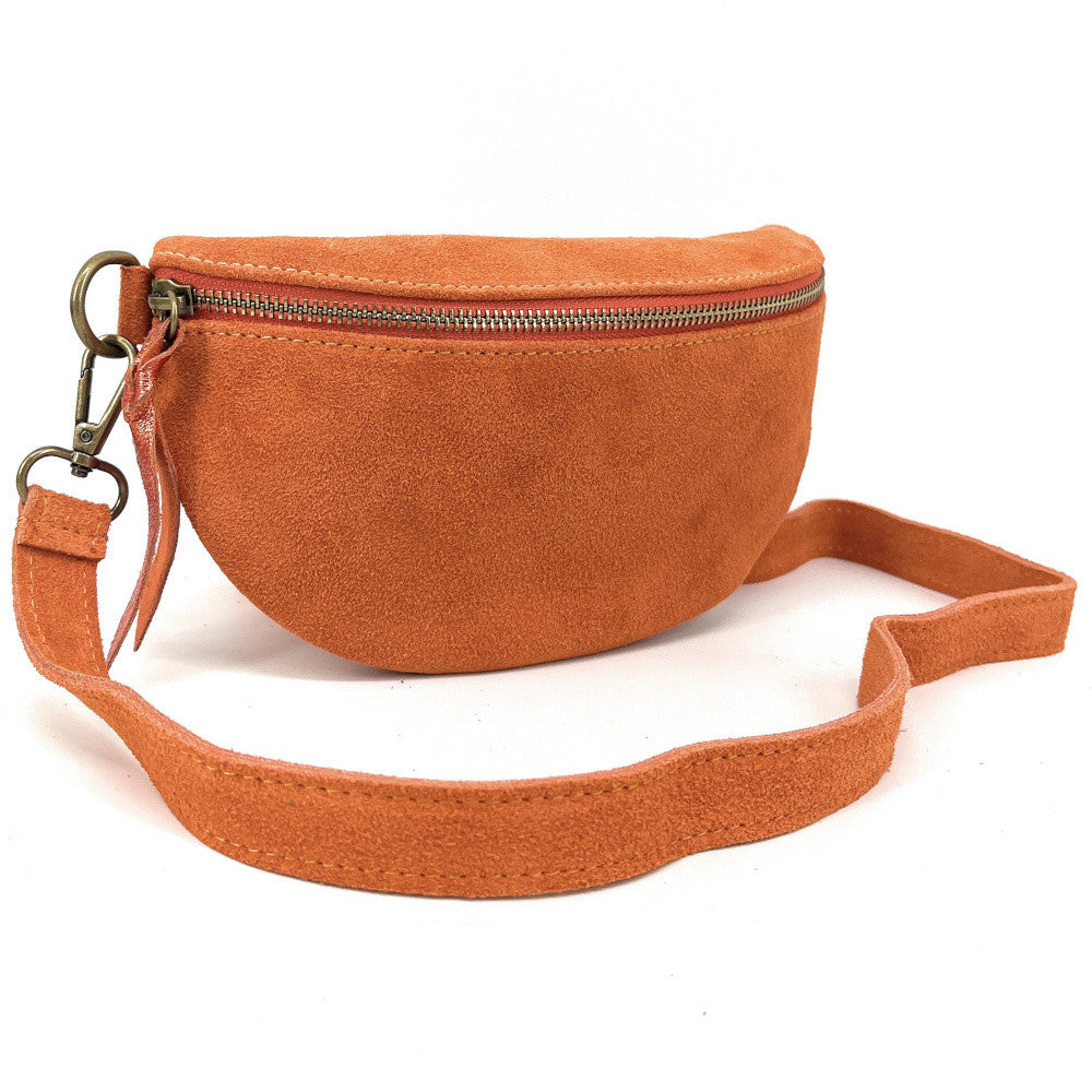 Sac banane en croûte de cuir LOU SUE Orange