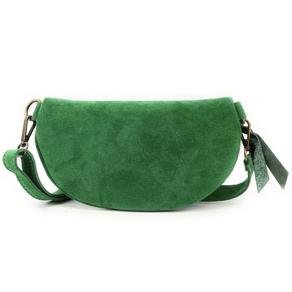 Sac banane en croûte de cuir LOU SUE Vert anglais