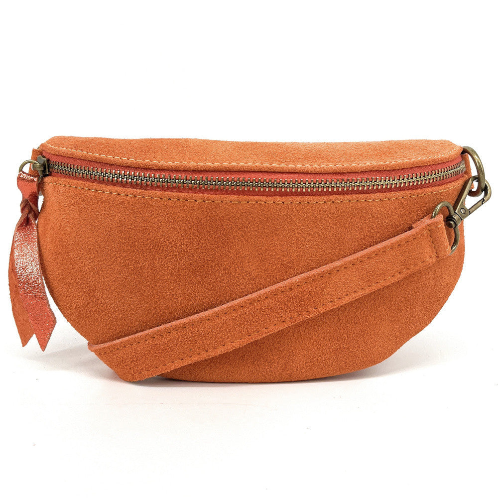 Sac banane en croûte de cuir LOU SUE Orange
