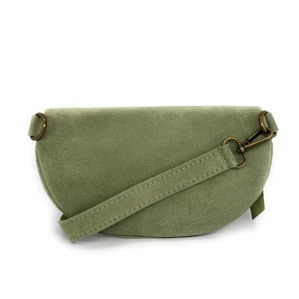 Sac banane en croûte de cuir LOU SUE Vert pastel