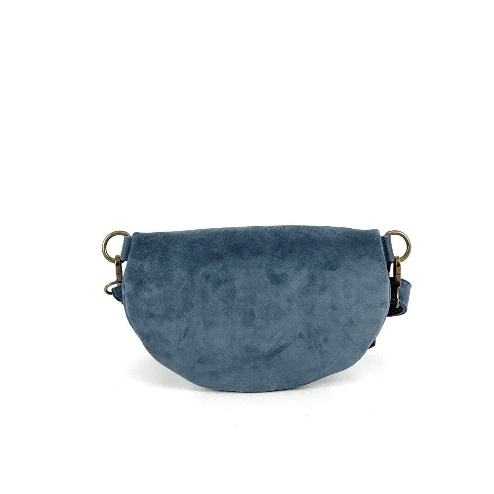 Sac banane en croûte de cuir LOU SUE Bleu denim
