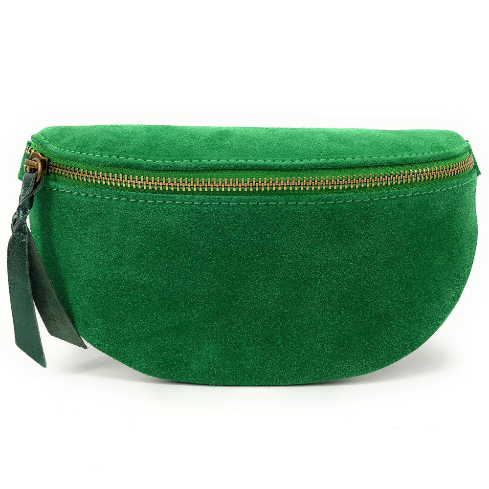 Sac banane en croûte de cuir LOU SUE Vert anglais
