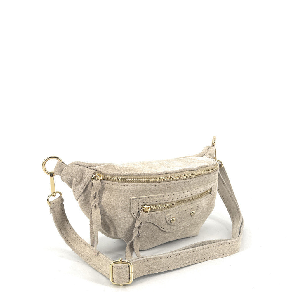 Sac banane en croûte de cuir LOUKA Beige crème