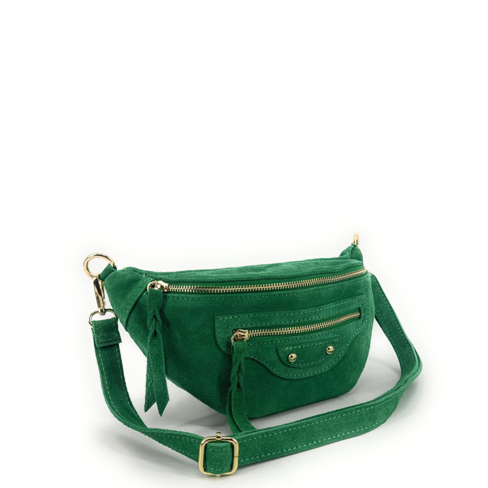 Sac banane en croûte de cuir LOUKA Vert anglais