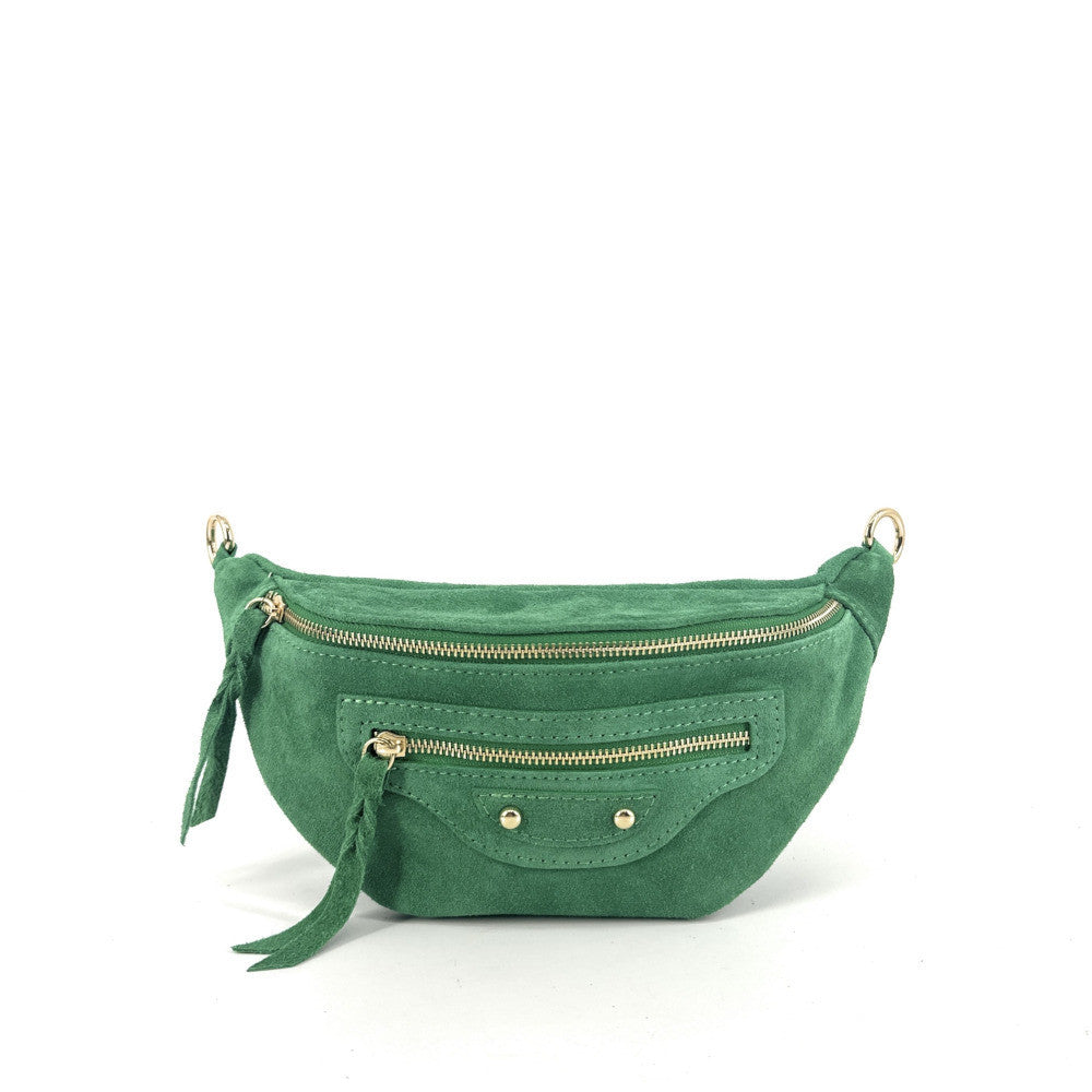 Sac banane en croûte de cuir LOUKA Vert anglais