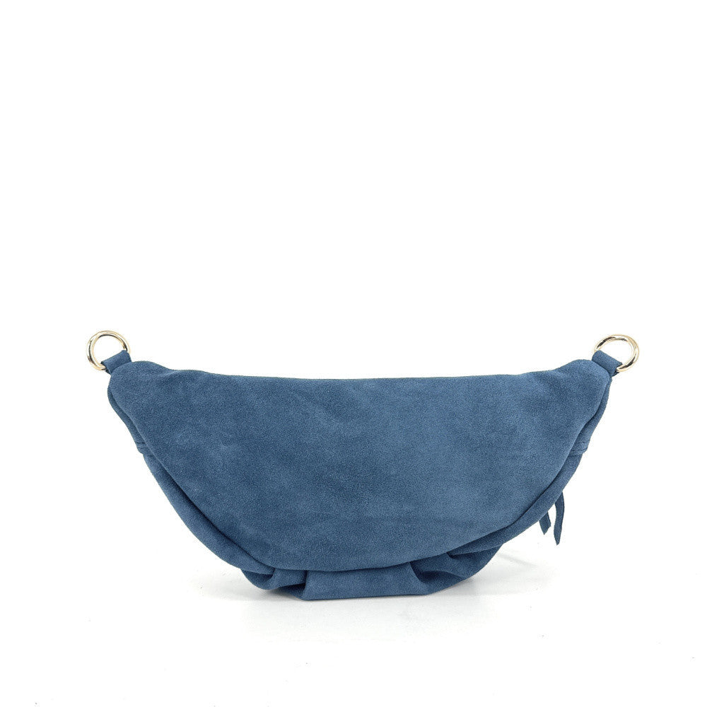 Sac banane en croûte de cuir LOUKA Bleu denim