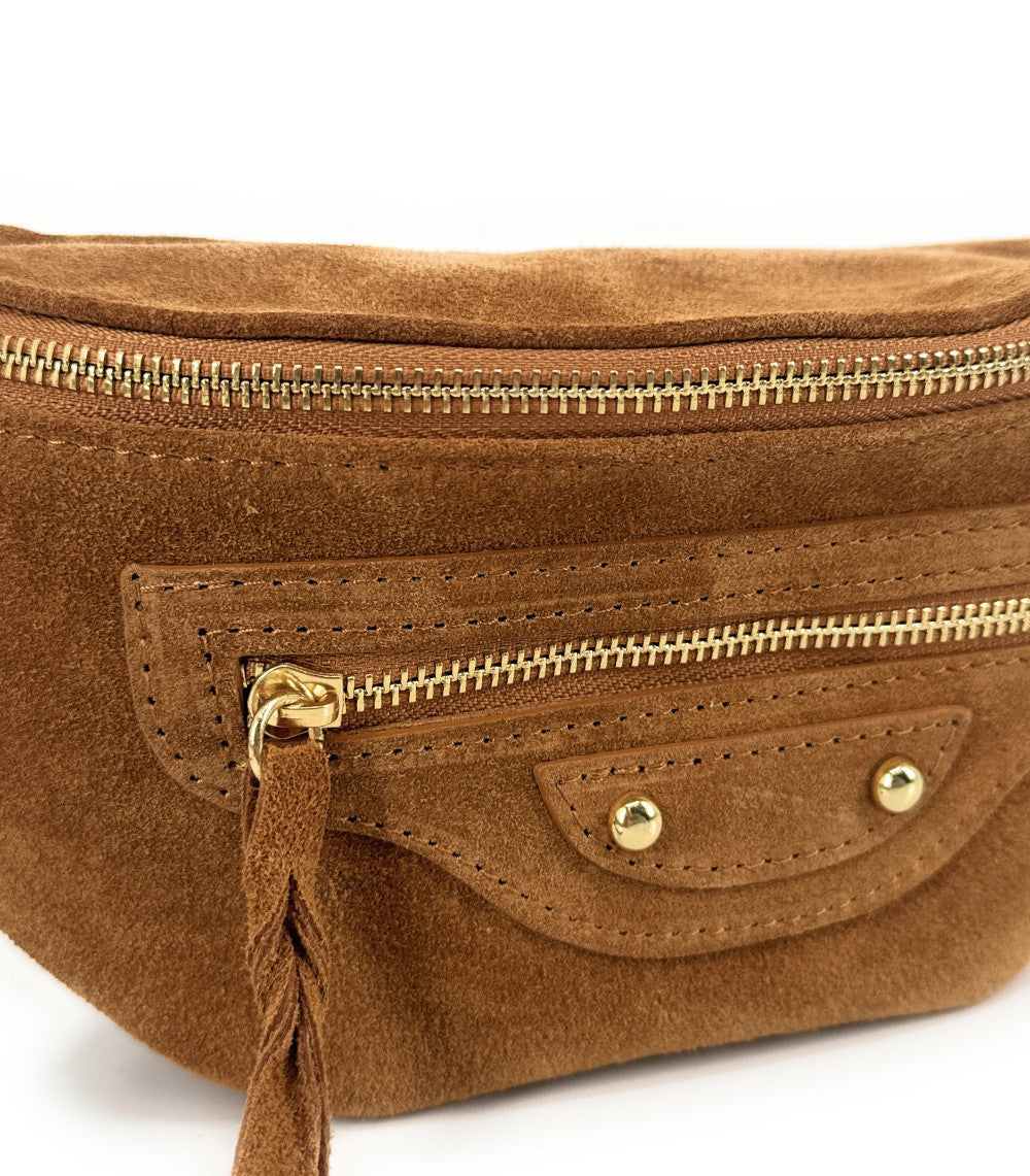 Sac banane en croûte de cuir LOUKA Camel
