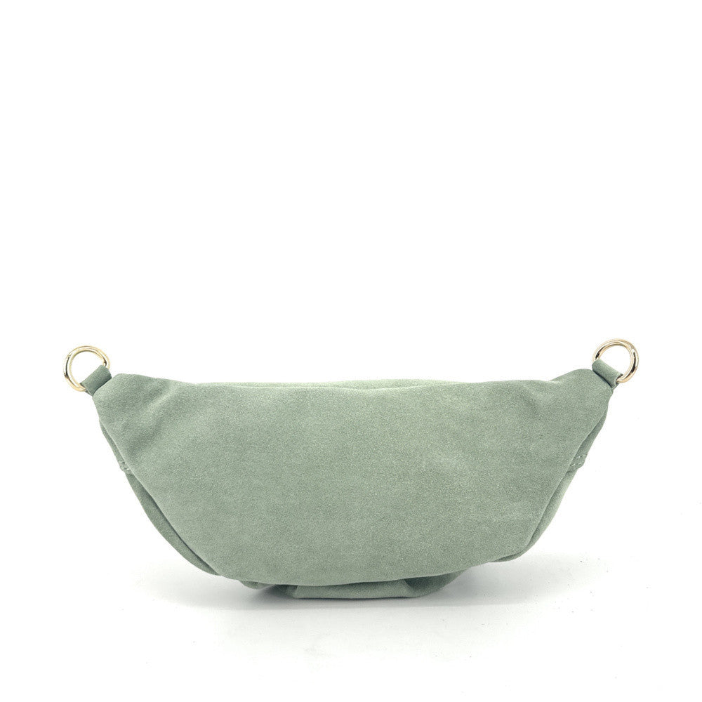 Sac banane en croûte de cuir LOUKA Vert amande