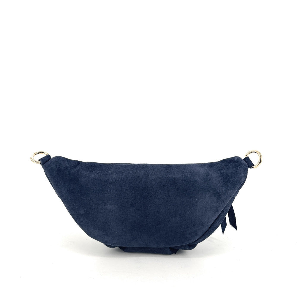 Sac banane en croûte de cuir LOUKA Bleu marine