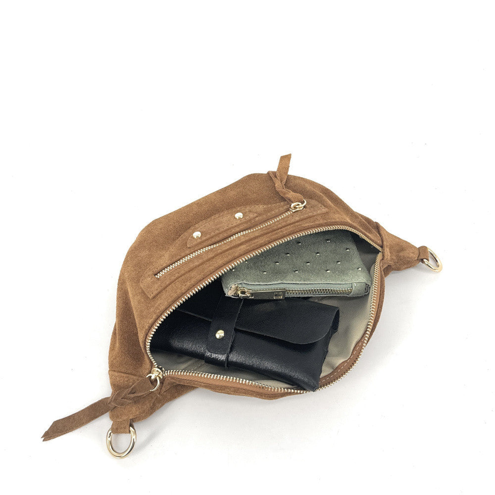 Sac banane en croûte de cuir LOUKA Camel