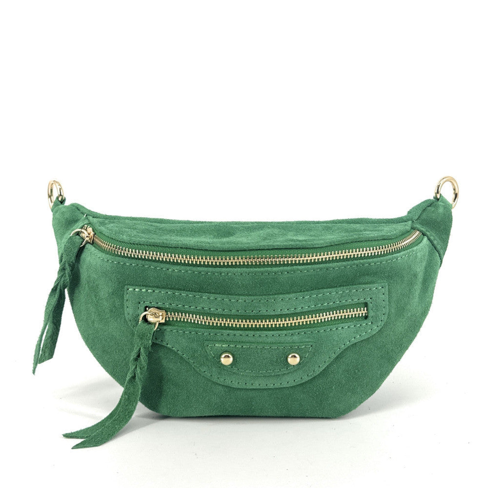 Sac banane en croûte de cuir LOUKA Vert anglais