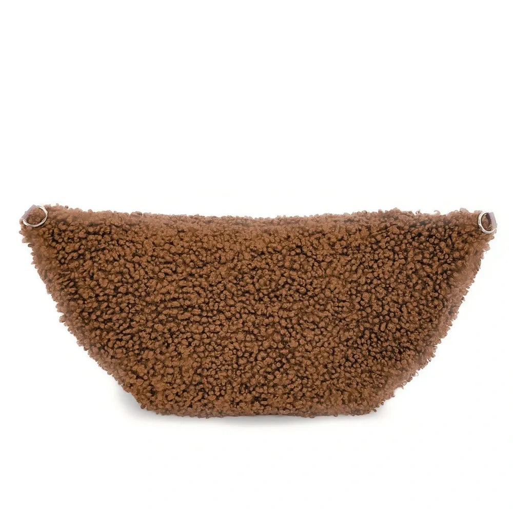 Sac banane géant en cuir et peluche LOU PILOU XXL Camel
