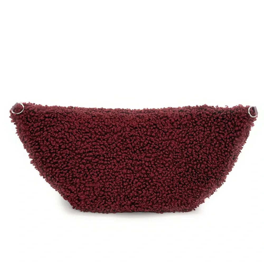 Sac banane géant en cuir et peluche LOU PILOU XXL Rouge bordeaux