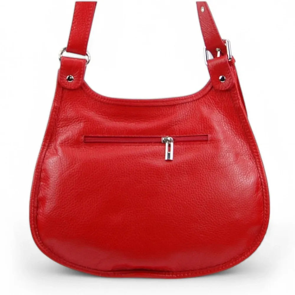Sac besace en cuir grainé LITTLE PETRA Rouge garance