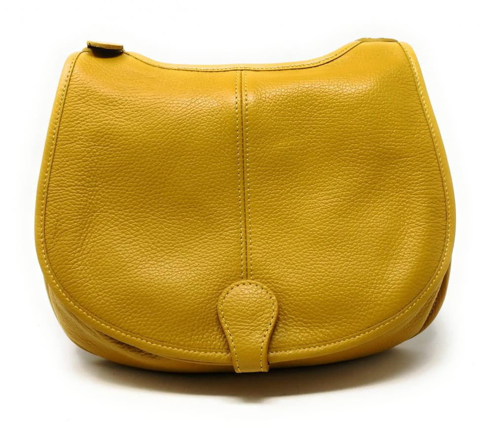 Sac besace en cuir grainé LITTLE PETRA Jaune Moutarde