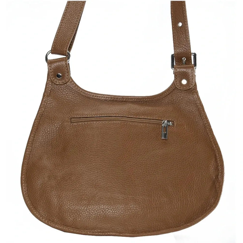 Sac besace en cuir grainé LITTLE PETRA Camel foncé