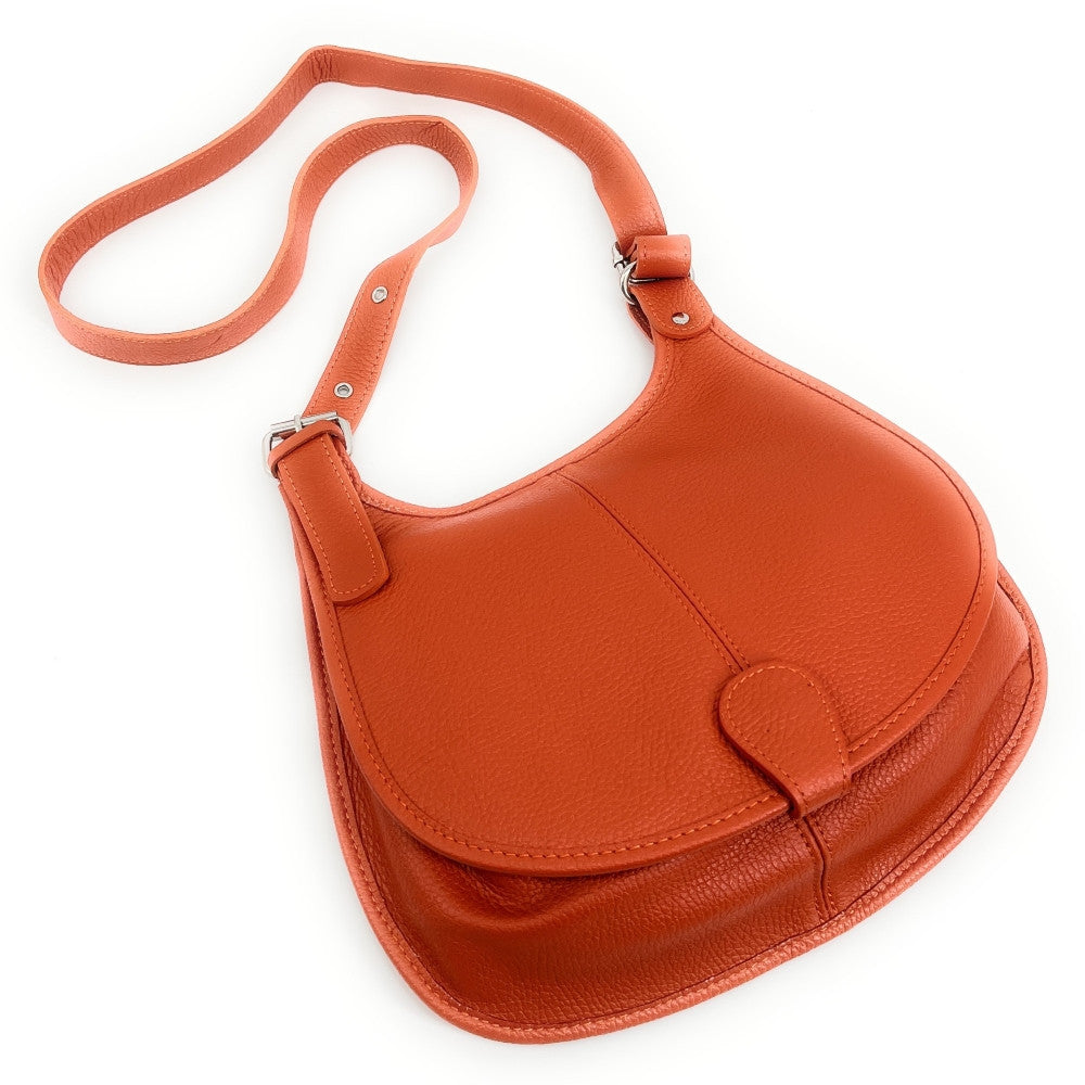 Sac besace en cuir grainé LITTLE PETRA Orange