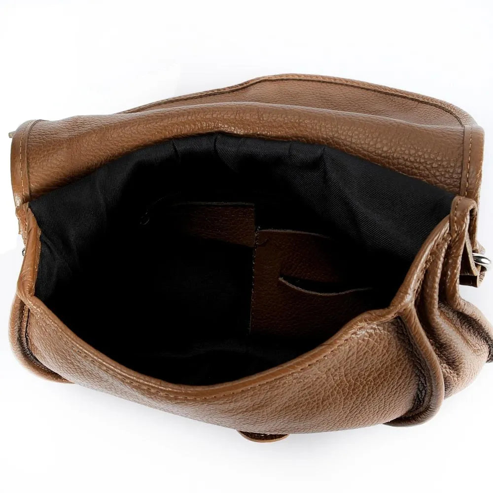 Sac besace en cuir grainé LITTLE PETRA Camel foncé